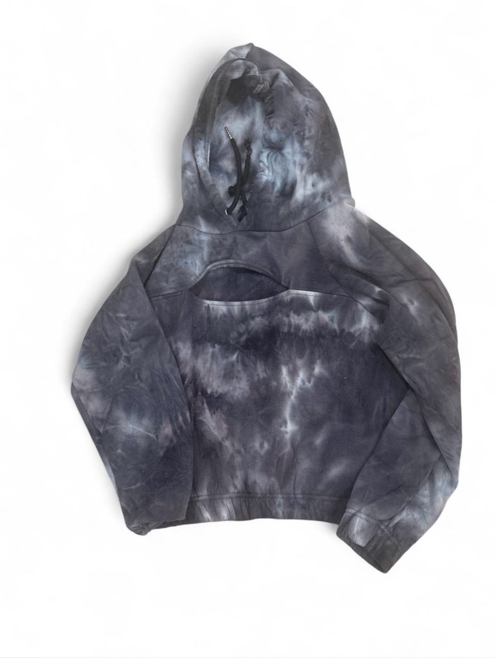 Source Unknown Black & Gray Tie-Dye Cropped Hoodie